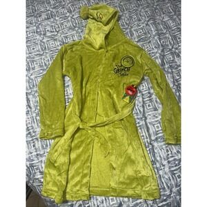 Justice "Feeling Grinchy"Girls Green Robe With Hood And Belt Large 12/14